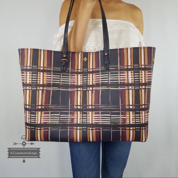 Tory Burch kerrington Square Philly Plaid Tote Bag - Picture 4 of 8